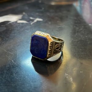 Antique 18k Lancaster Signet Ring w/ Lapis Azul - Sz 6.5